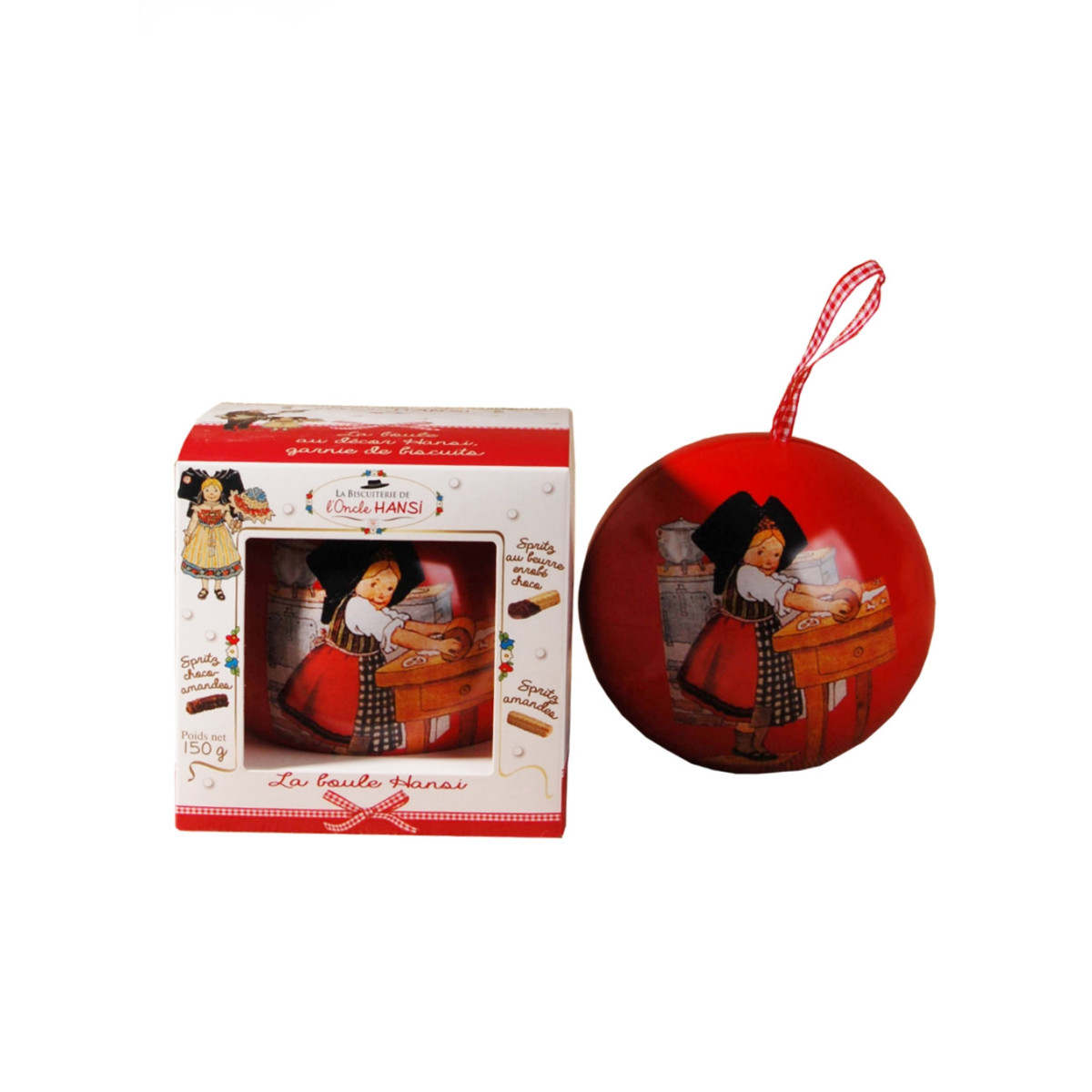 Boule Hansi rouge garnie d'un mélange de spritzbredele 150g