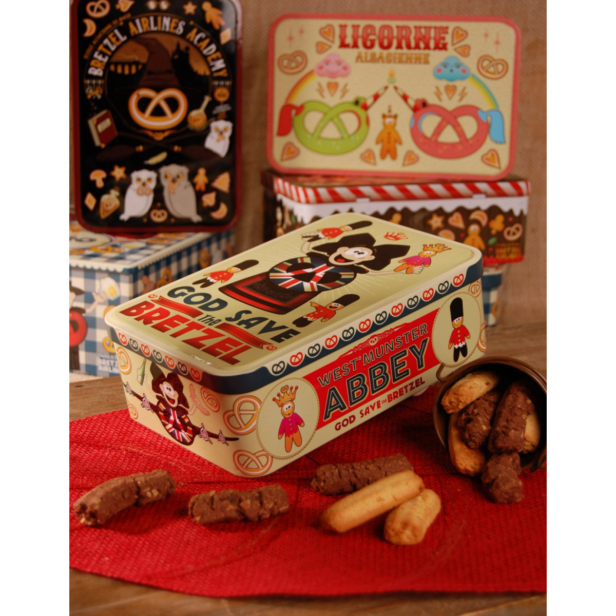 Boite à sucre décor ENGLAND garnie - Bretzel Airlines 300g