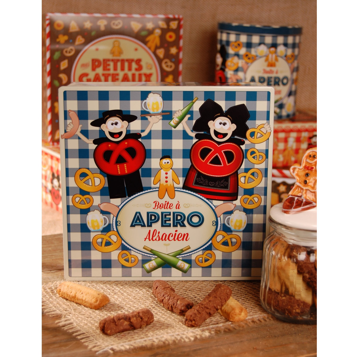 Boite carrée haute décor APERO garnie - Bretzel Airlines 600g