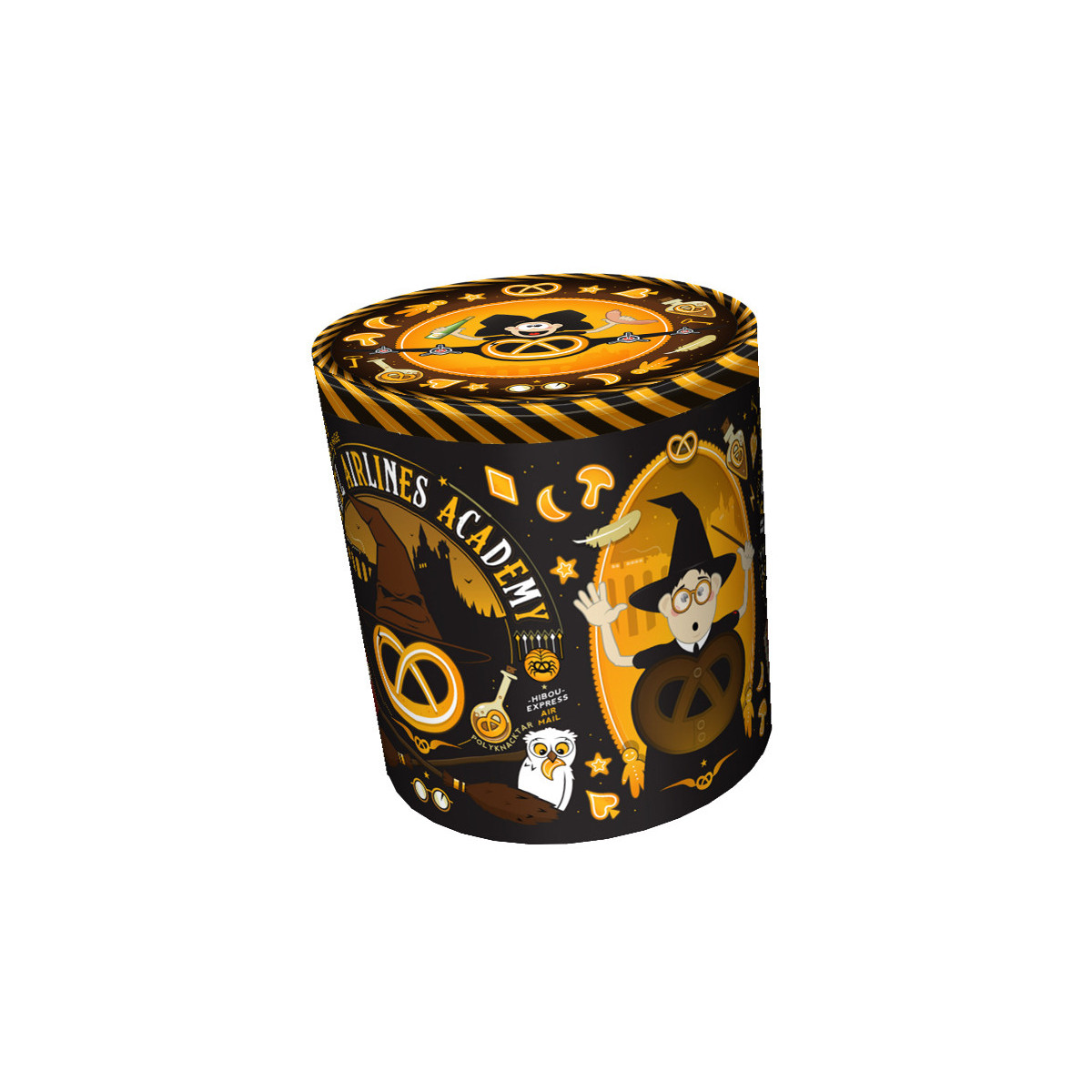 Boite ronde décor SORCIER garnie - Bretzel Airlines