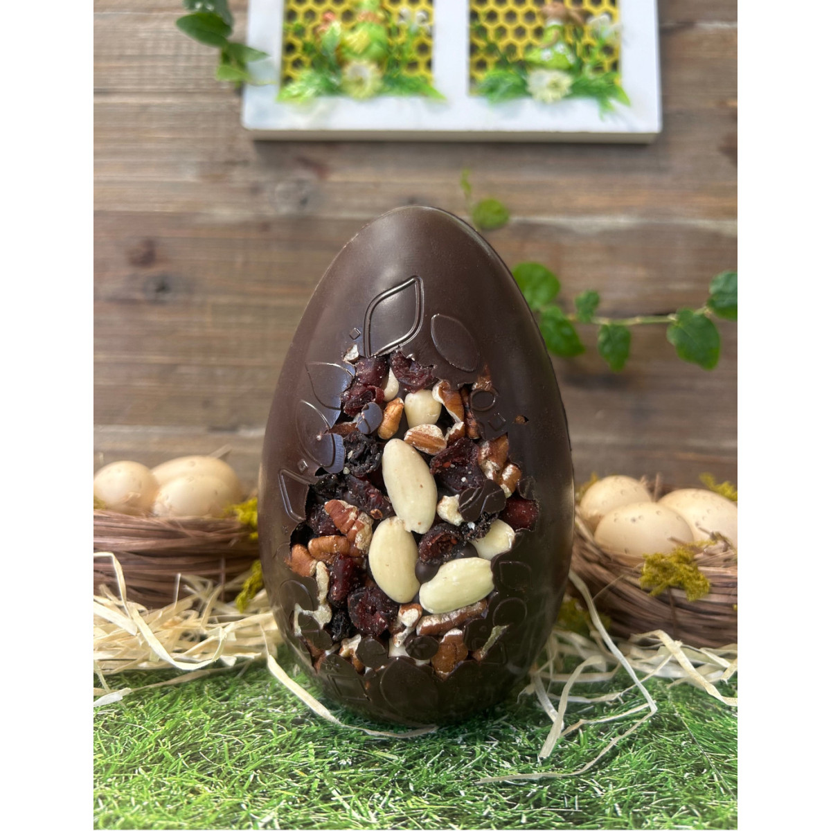 Œuf création mendiant 13 cm - Chocolat noir 150g