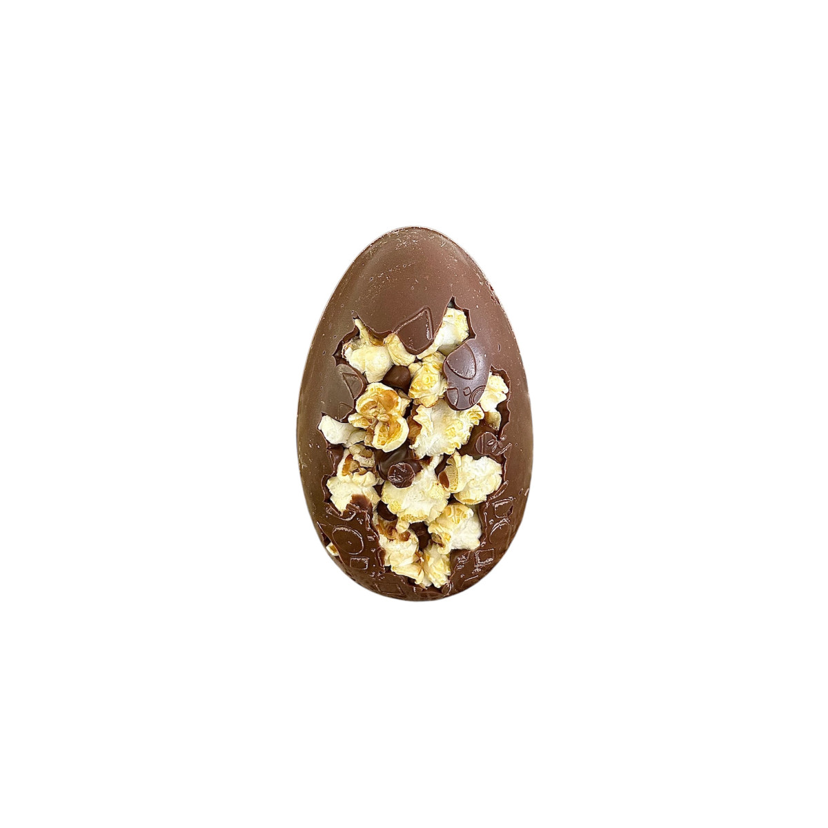 Œuf création pop corn 13 cm - Chocolat lait 150g