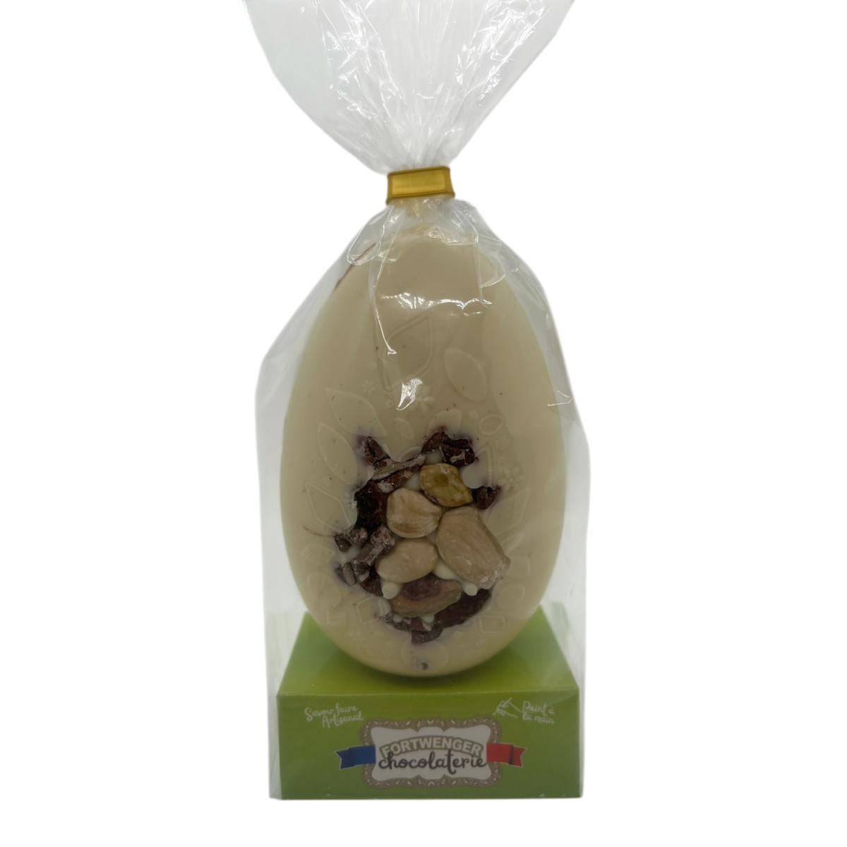Œuf création mendiant 13 cm - Chocolat blanc 150g