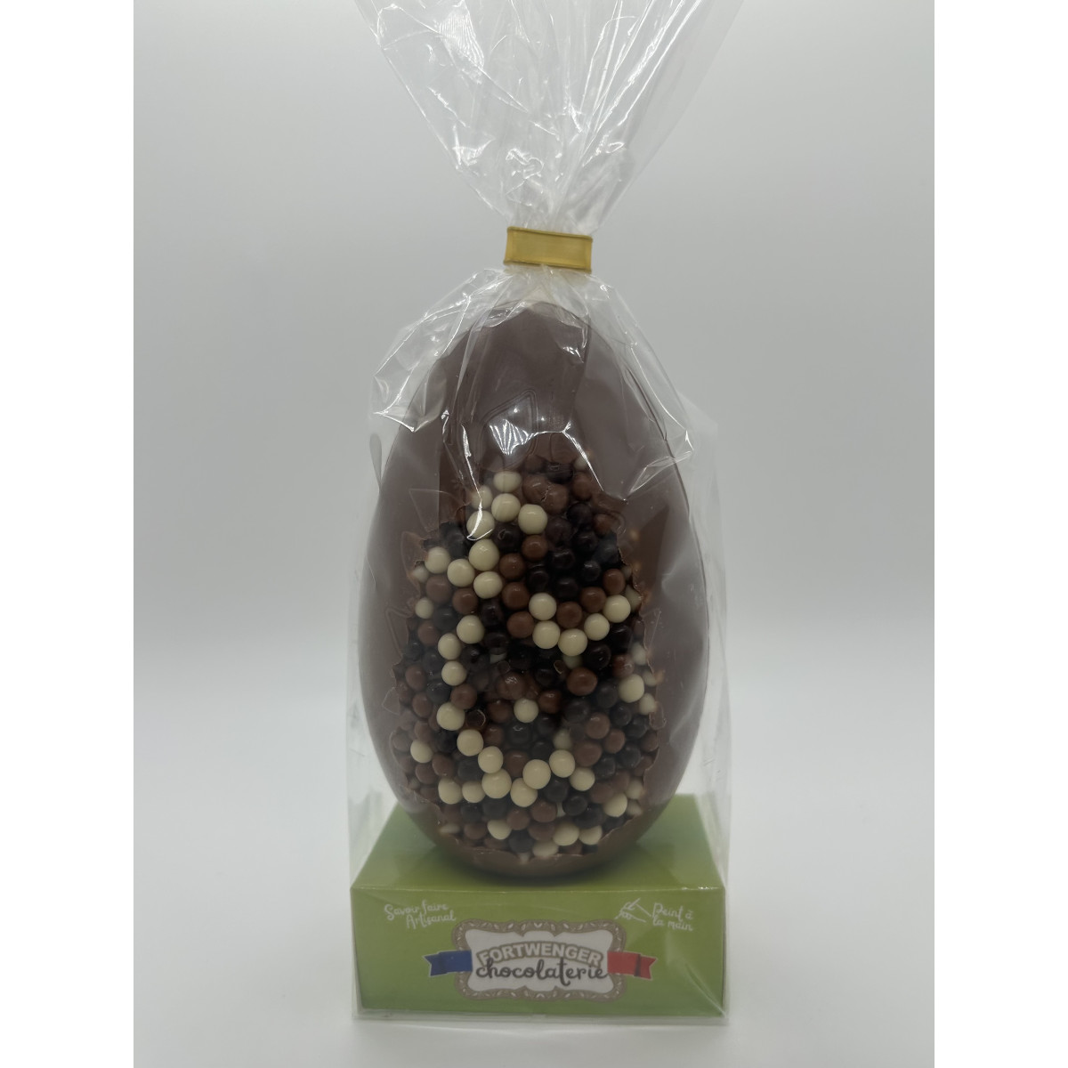 Œuf création perles 13 cm - Chocolat lait 150g