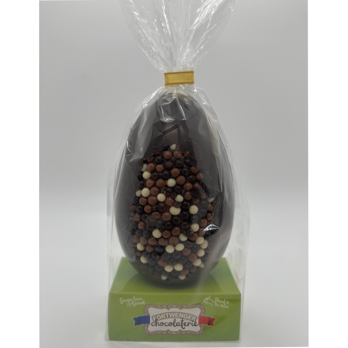 Œuf création perles 13 cm - Chocolat noir 150g
