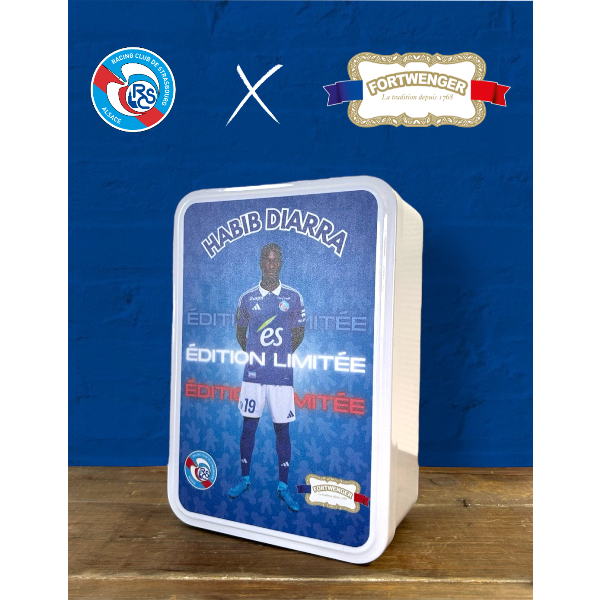 Boite à sucre Joueur RCSA garnie petits gâteaux 300g-DIARRA Habib