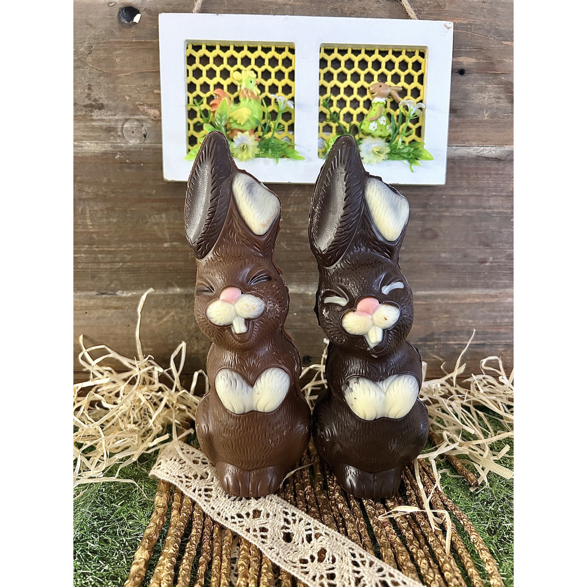 Duo Lapins souriants - Chocolat lait et noir 200g