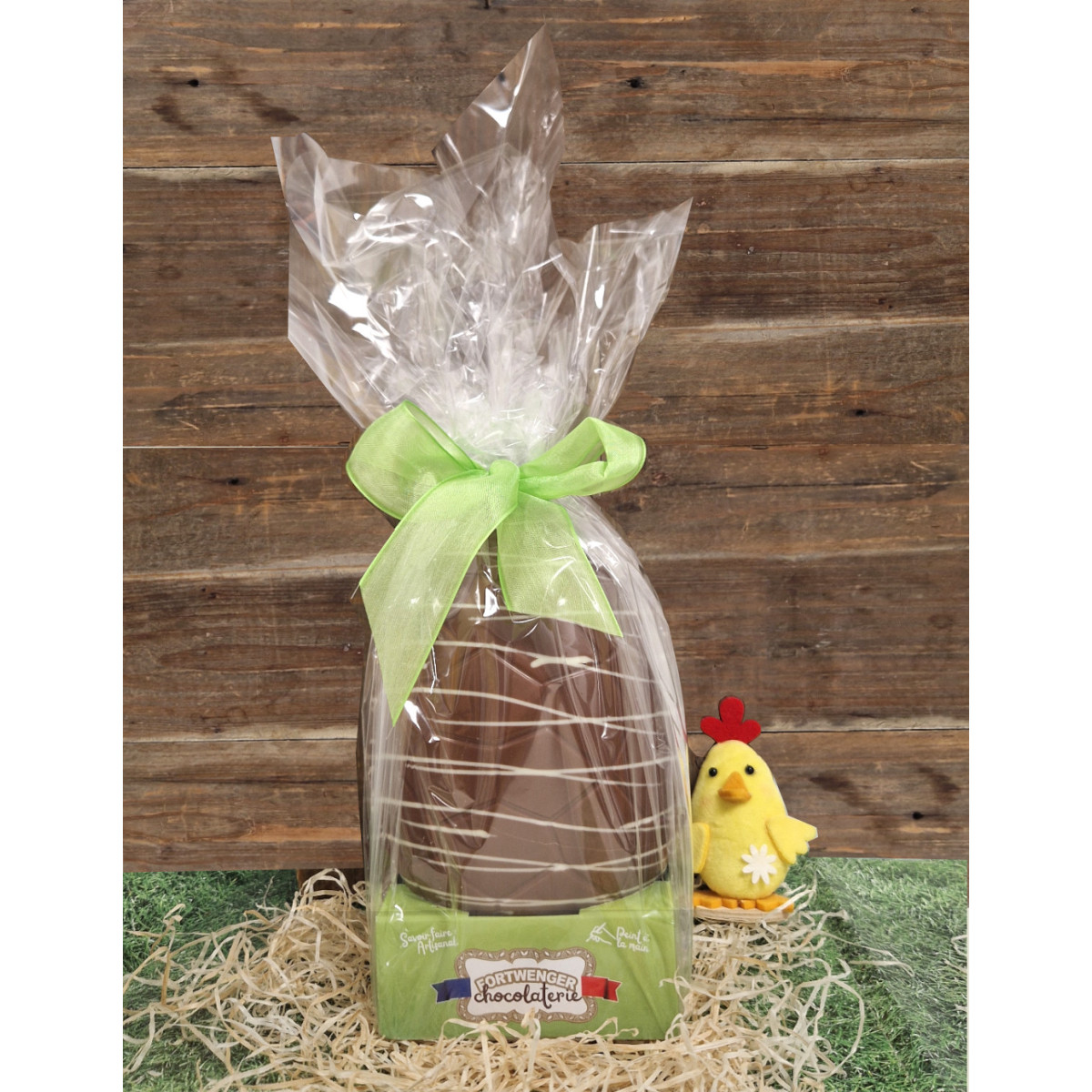 Œuf rayures 20 cm - Chocolat lait 320g