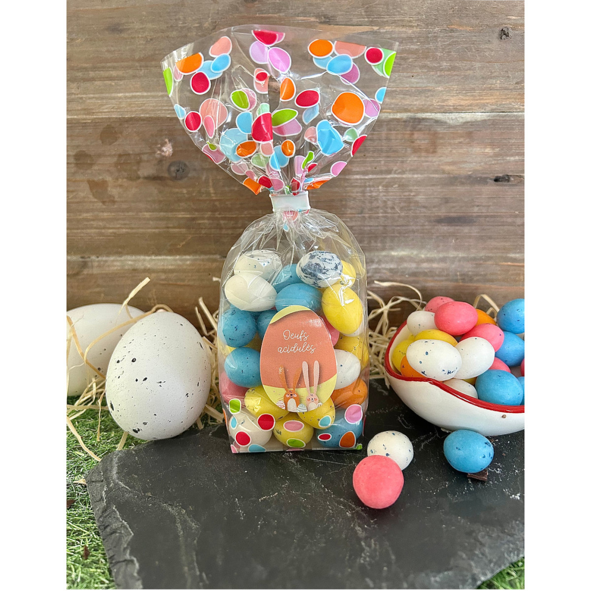 Oeufs acidulés dragéifiés multicolores 200g