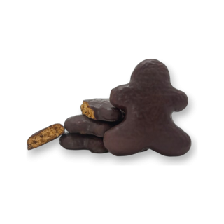 Barquette de bonhomme en pain d'épices enrobé de chocolat noir 200g