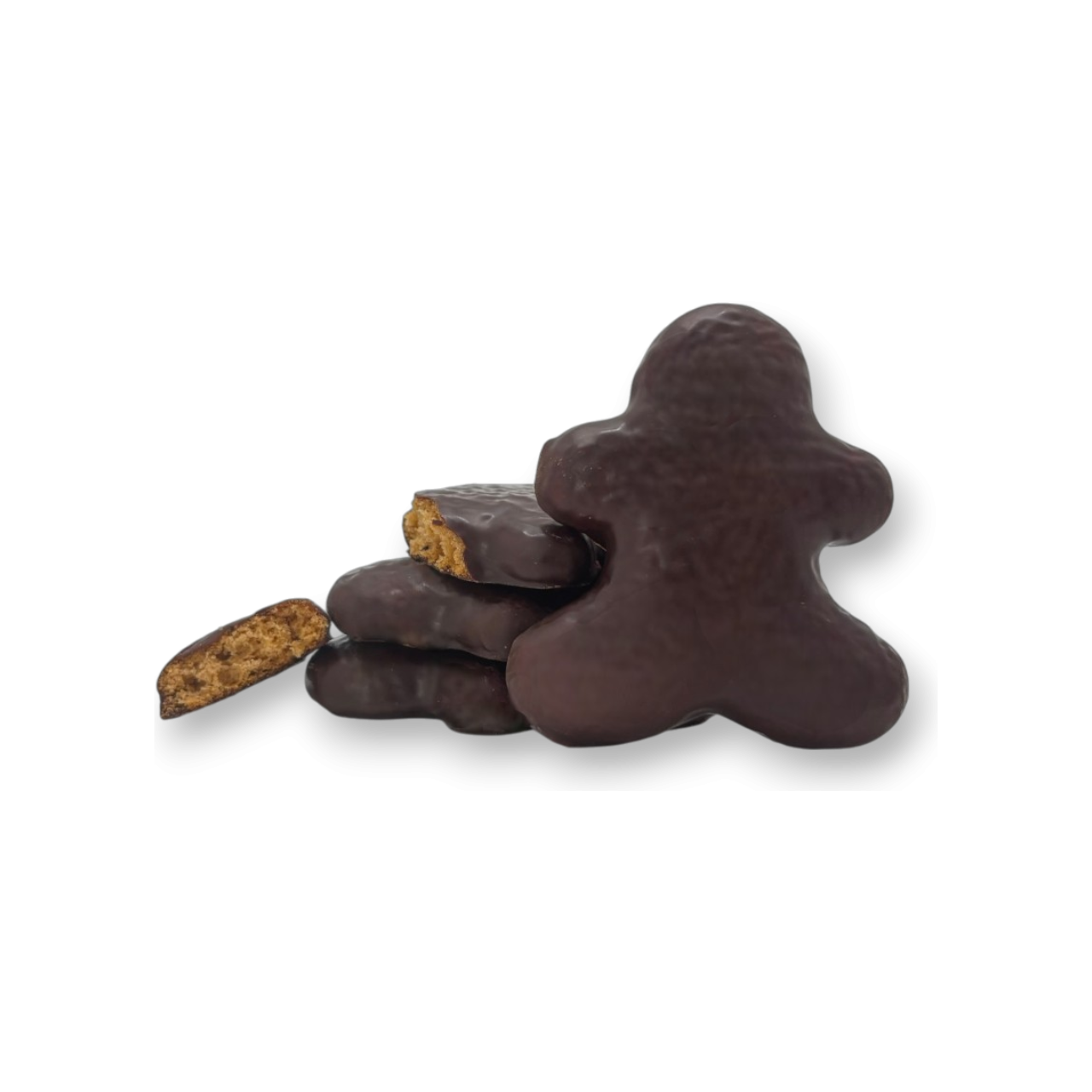 Barquette de bonhomme en pain d'épices enrobé de chocolat noir 200g