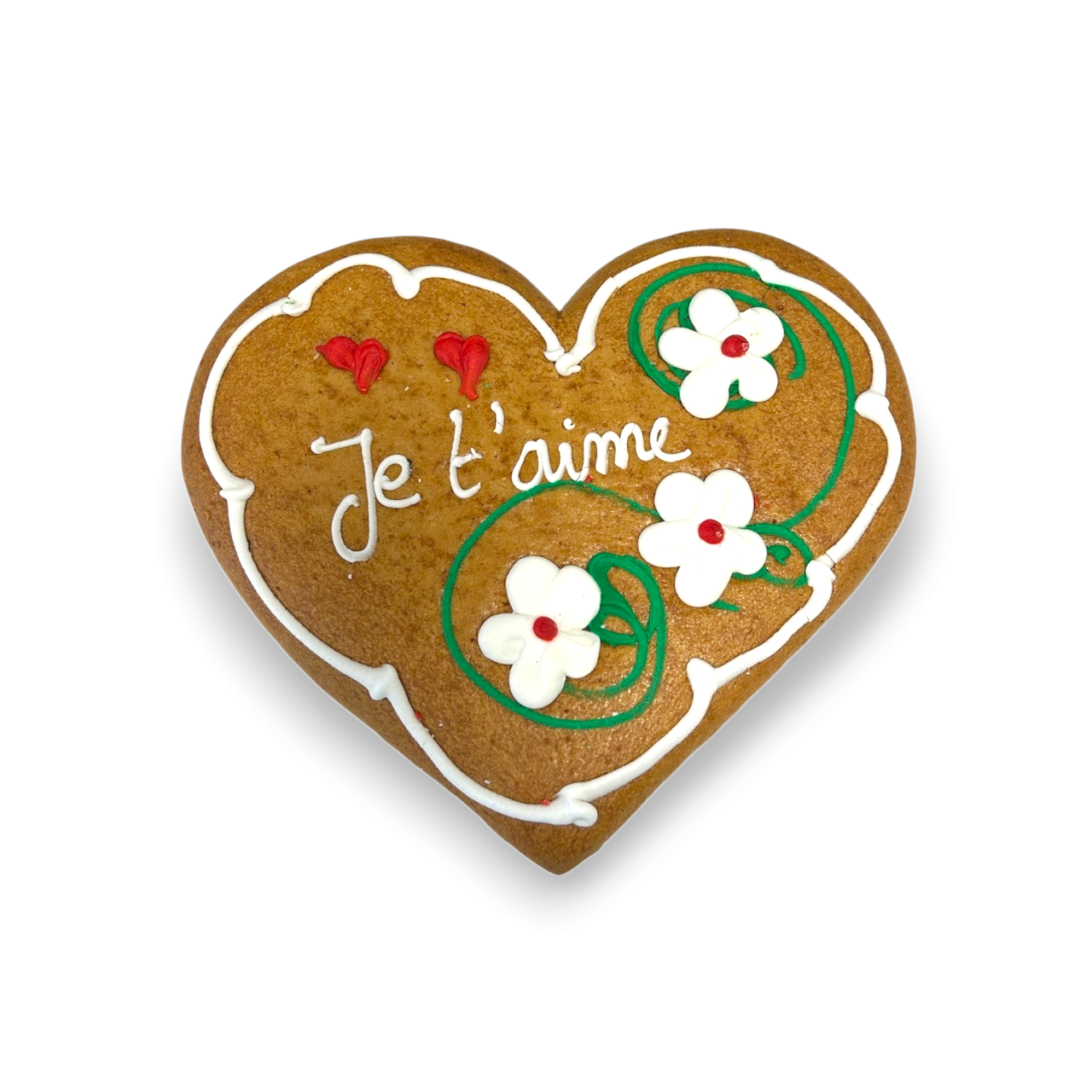 Pain d'épices d'Alsace forme coeur décor fleurs