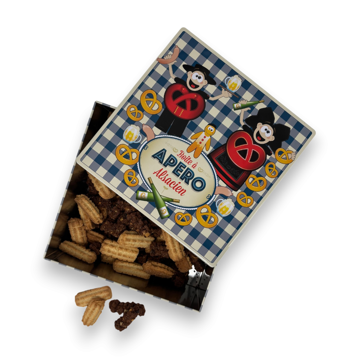 Boite carrée haute garnie - Bretzel Airlines 600g-APERO