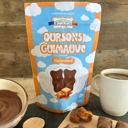 Oursons guimauve caramel - Chocolat lait 100g