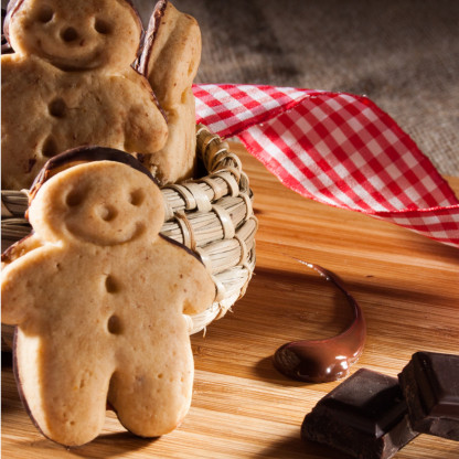 P'tit bonhomme en pain d'épices sur fond chocolaté 200g