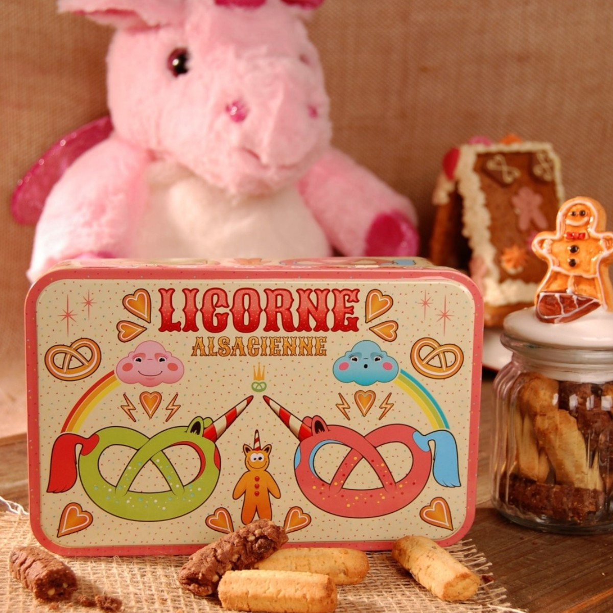 Boite à sucre décor LICORNE garnie - Bretzel Airlines 300g