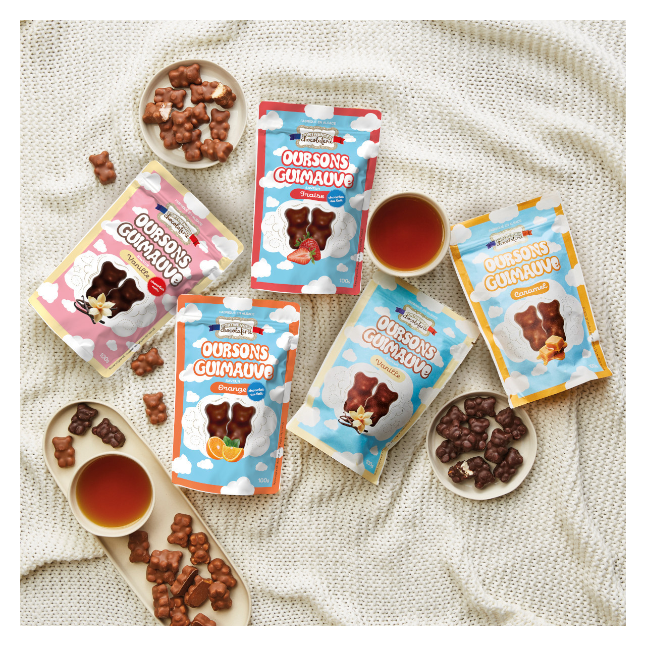 Oursons guimauve fraise - Chocolat lait 100g