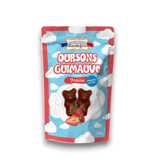 Oursons guimauve fraise - Chocolat lait 100g