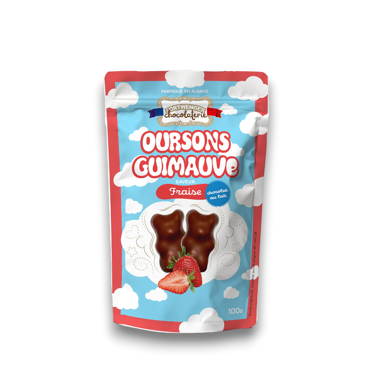 Oursons guimauve fraise - Chocolat lait 100g