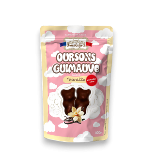 Oursons guimauve vanille - Chocolat noir 100g