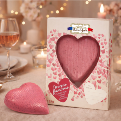 Cœur douceur chocolat blanc et framboise 125g