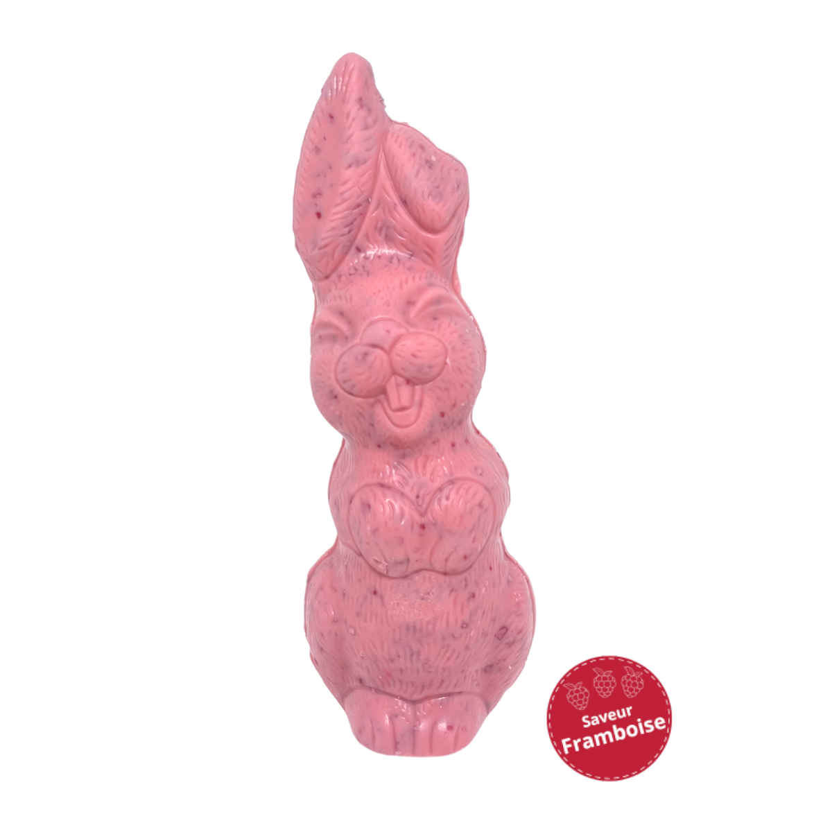 Lapin souriant - chocolat blanc et framboise 250g