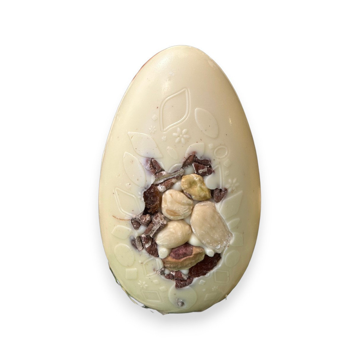 Œuf création mendiant 13 cm - Chocolat blanc 150g