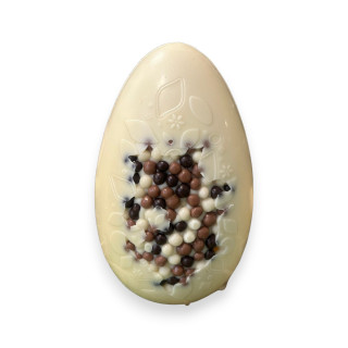 Œuf création perles 13 cm - Chocolat blanc 150g