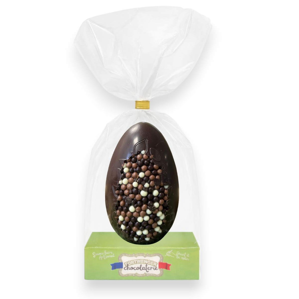 Œuf création perles 13 cm - Chocolat noir 150g