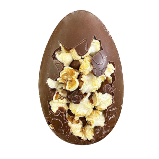 Œuf création pop corn 13 cm - Chocolat lait 150g