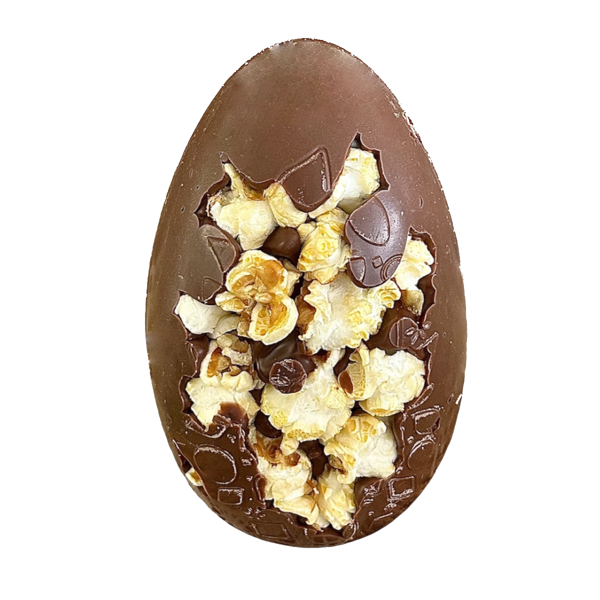 Œuf création pop corn 13 cm - Chocolat lait 150g