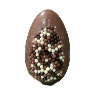 Œuf création perles 13 cm - Chocolat lait 150g