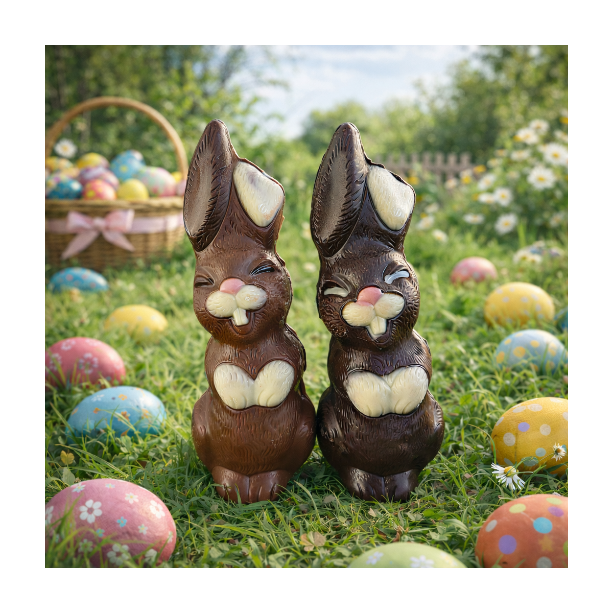 Duo Lapins souriants - Chocolat lait et noir 200g