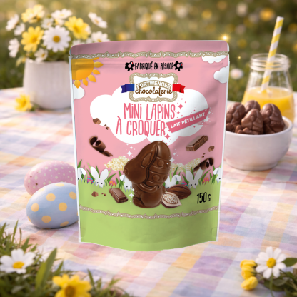 Mini lapin doypack - Chocolat lait pétillant 150g