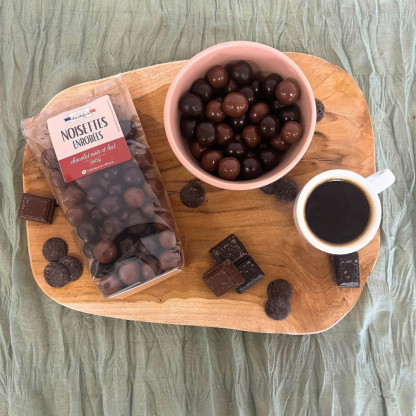 Noisettes enrobées chocolat noir et lait 150g