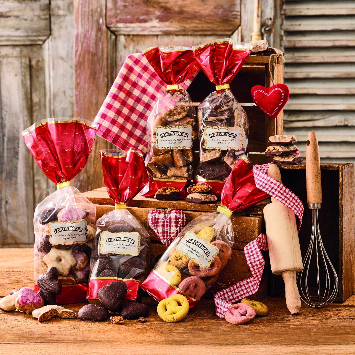 Coeurs en pain d'épices fourrés framboise enrobés chocolat 200g