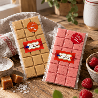 Tablette chocolat banc - framboise 100g