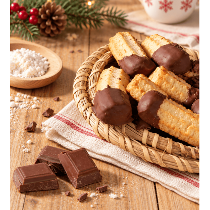 Spritz bredele au beurre enrobés chocolat Biscuiterie de l'Oncle Hansi 200g