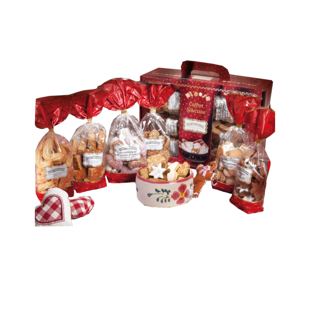 Coffret gourmand avec assortiment de 6 sachets de pains d'épices